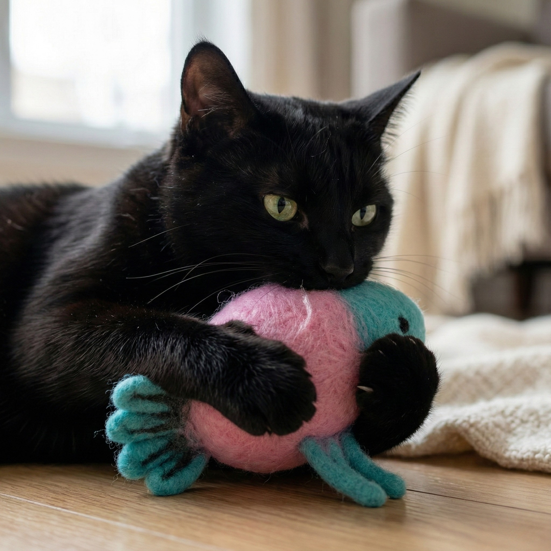 Blue Fish Wool Felt Cat Toy