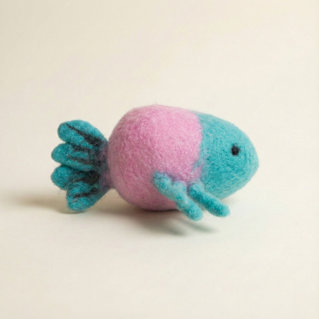 Blue Fish Wool Felt Cat Toy