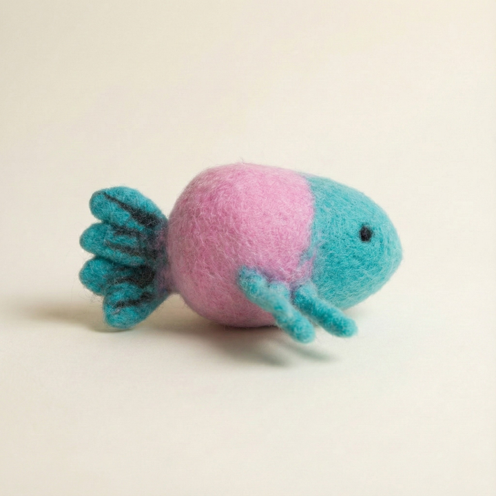 Blue Fish Wool Felt Cat Toy