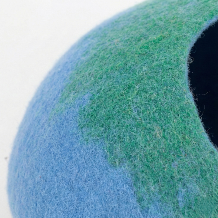 Blue & Green Gradient Wool Felt Cat Cave