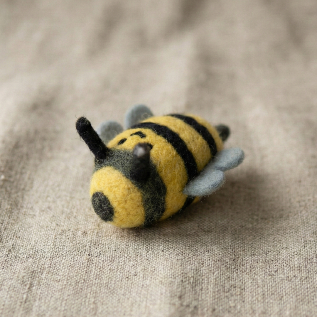 Bumble Bee Wool Felt Cat Toy