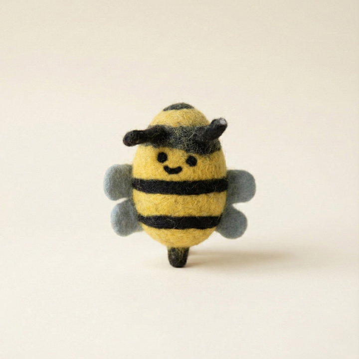 Bumble Bee Wool Felt Cat Toy