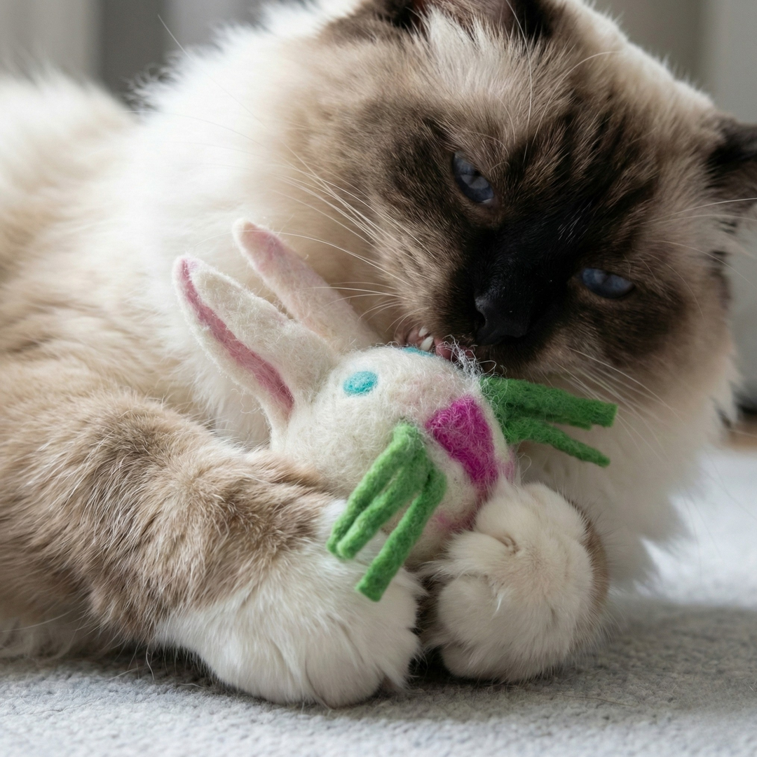 Bunny Wool Felt Cat Toy