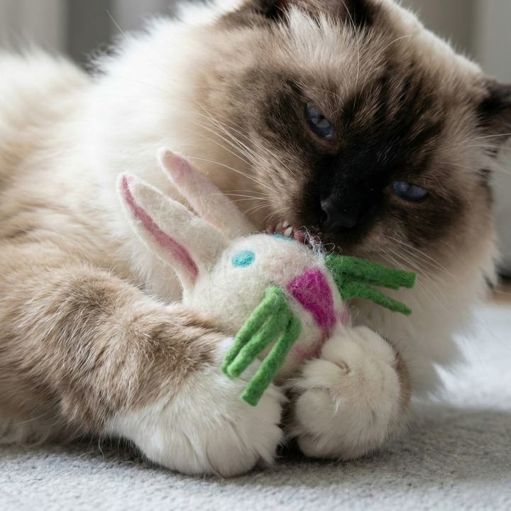 Bunny Wool Felt Cat Toy