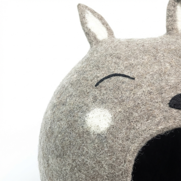 Brown Easter Bunny Wool Felt Cat Cave