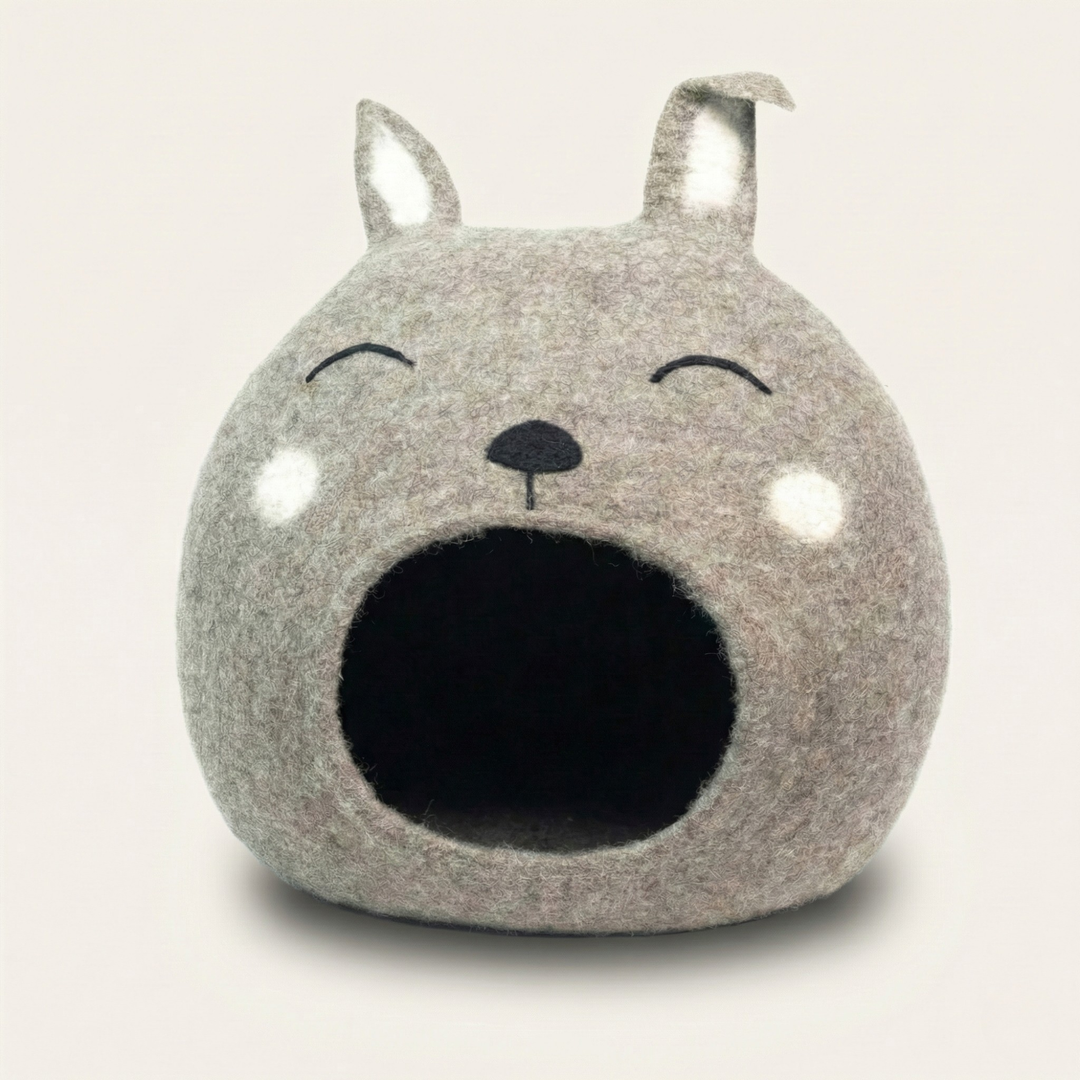 Brown Easter Bunny Wool Felt Cat Cave