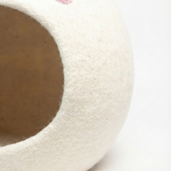 White Easter Bunny Wool Felt Cat Cave