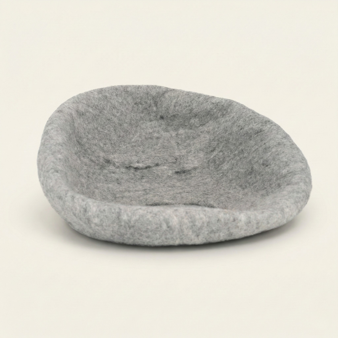 Grey Wool Felt Cat Bed