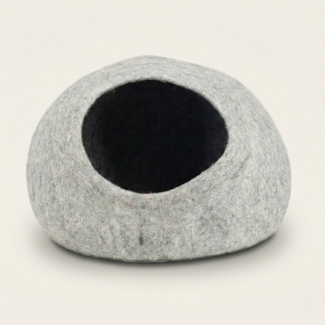 Grey Wool Felt Cat Bed