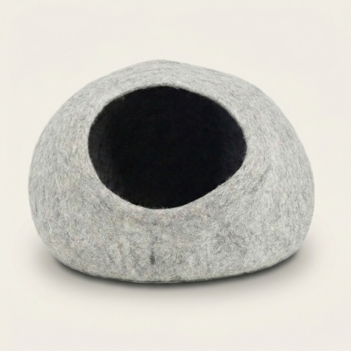 Grey Wool Felt Cat Bed