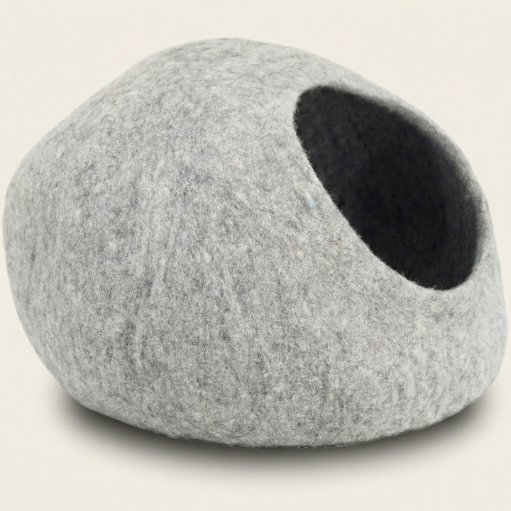 Grey Wool Felt Cat Bed