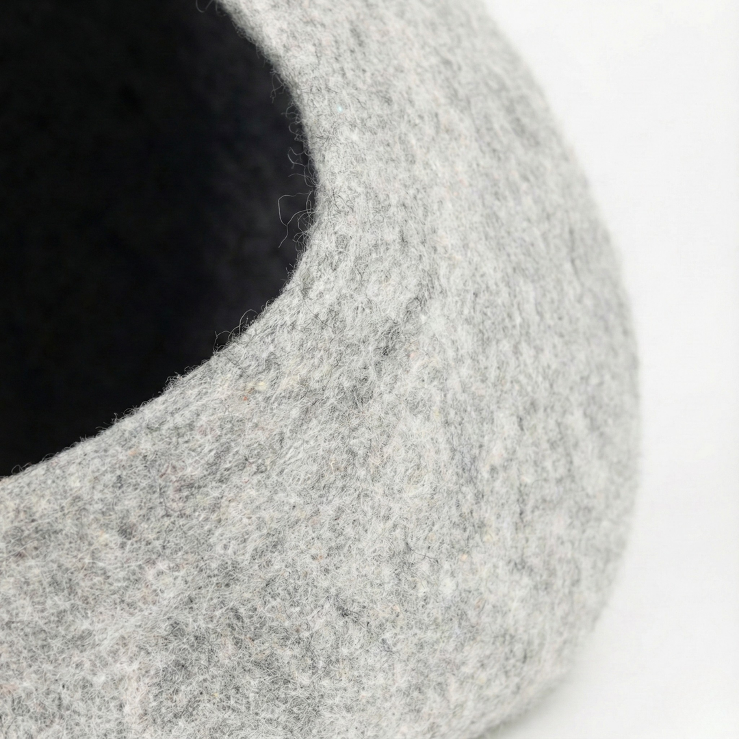 Grey Wool Felt Cat Bed