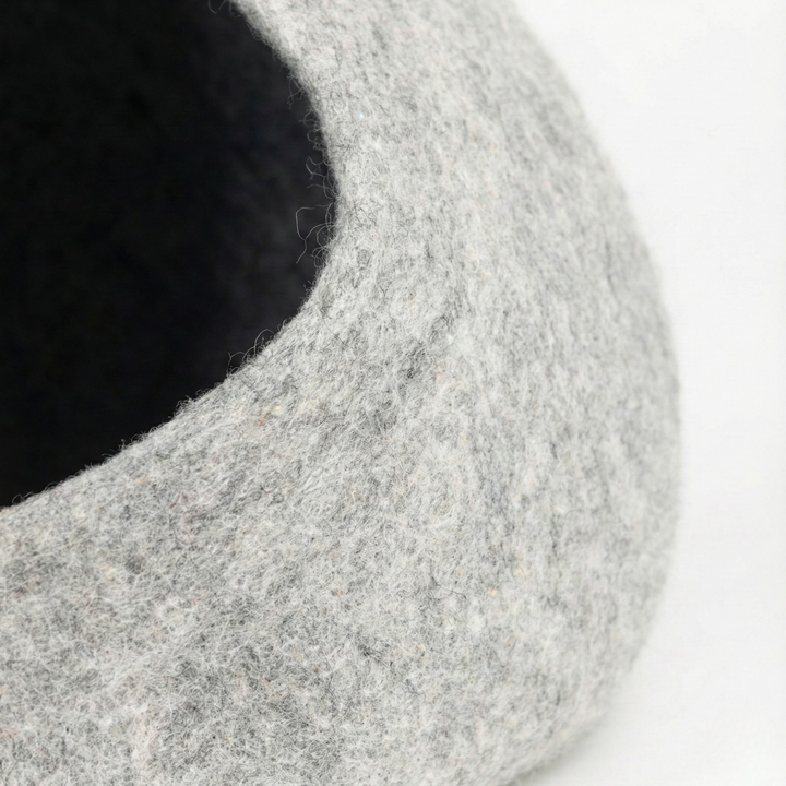 Grey Wool Felt Cat Bed