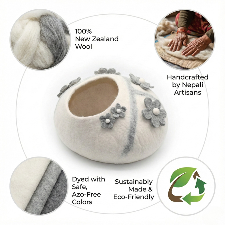 Petal Wool Felt Cat Cave