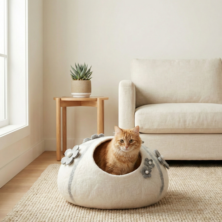 Petal Wool Felt Cat Cave
