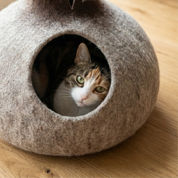 Jungle Tree Mushroom Wool Felt Cat Cave