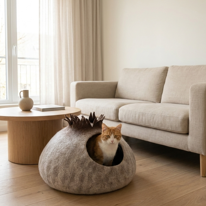 Jungle Tree Mushroom Wool Felt Cat Cave