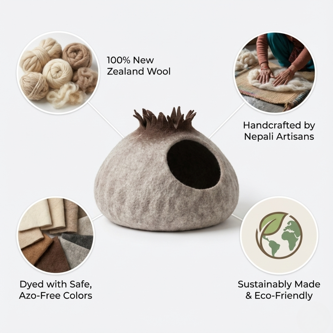 Jungle Tree Mushroom Wool Felt Cat Cave