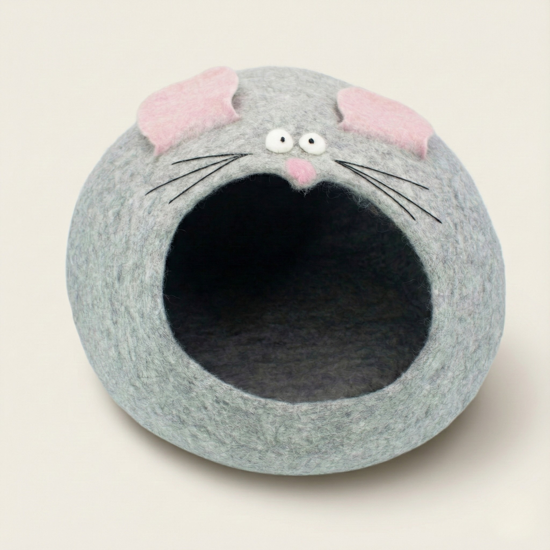 Mouse Shaped Wool Felt Cat Cave