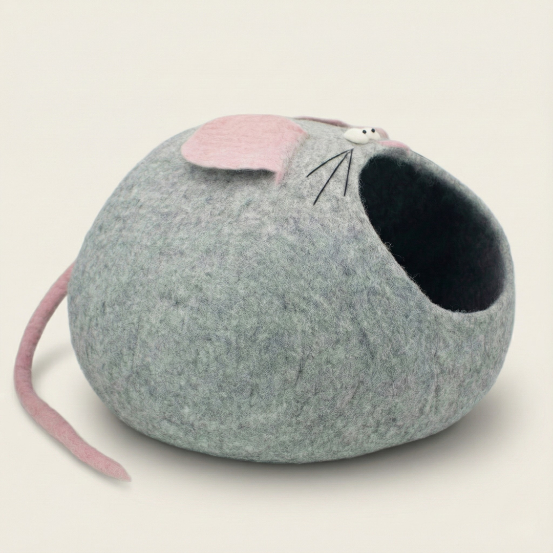 Mouse Shaped Wool Felt Cat Cave