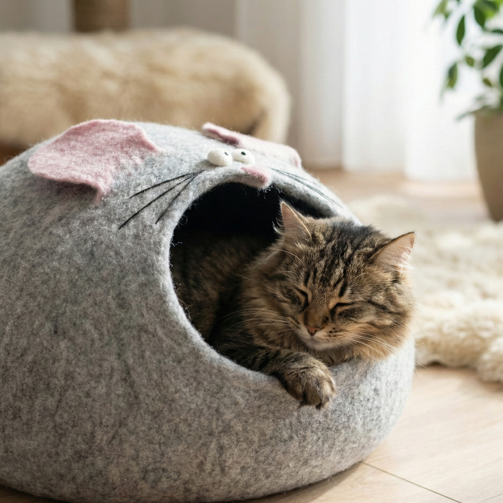 Mouse Shaped Wool Felt Cat Cave