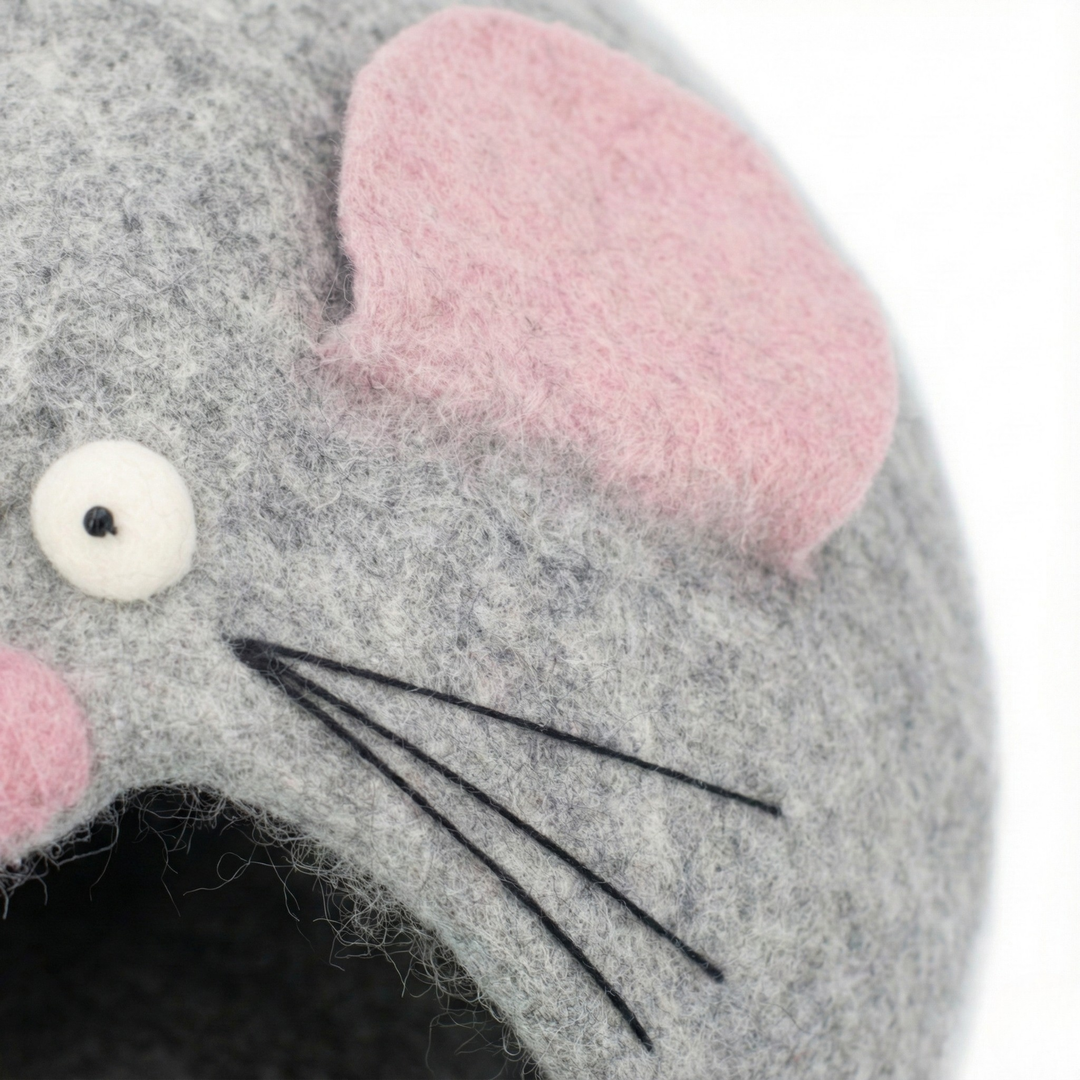 Mouse Shaped Wool Felt Cat Cave