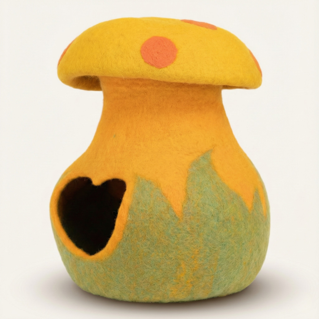 Mushroom Shaped Wool Felt Cat Cave