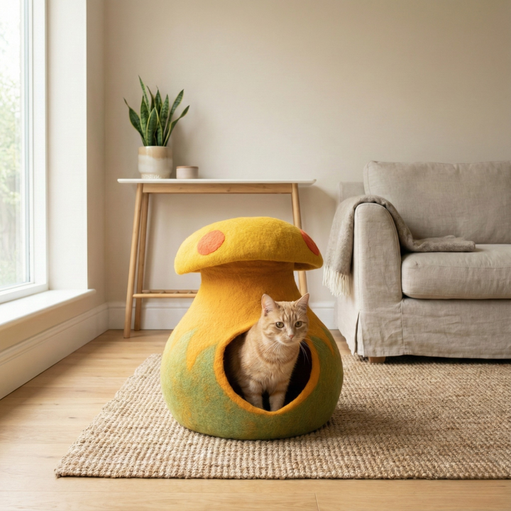 Mushroom Shaped Wool Felt Cat Cave