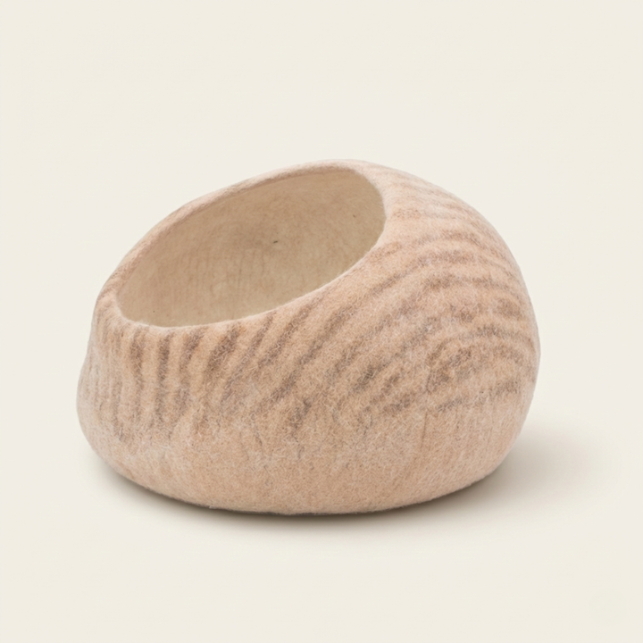 Natural Striped Wool Felt Cat Cave