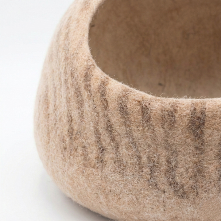 Natural Striped Wool Felt Cat Cave