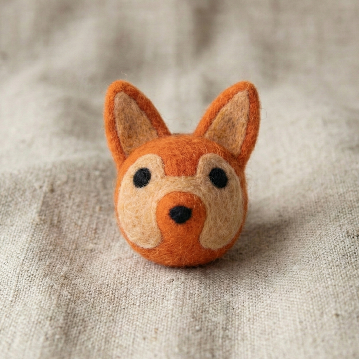 Orange Fox Wool Felt Cat Toy