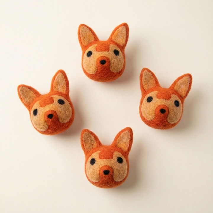 Orange Fox Wool Felt Cat Toy
