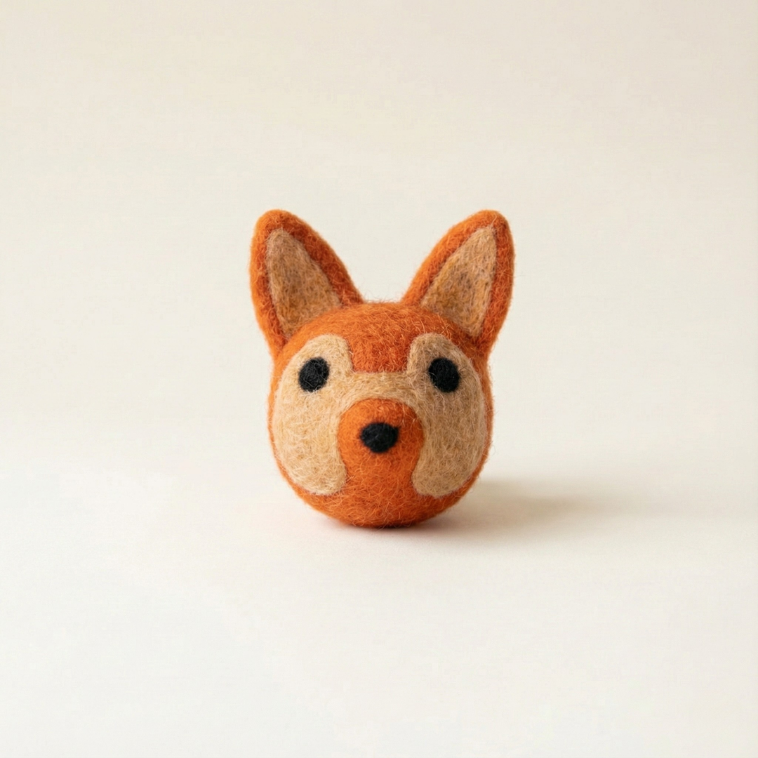 Orange Fox Wool Felt Cat Toy