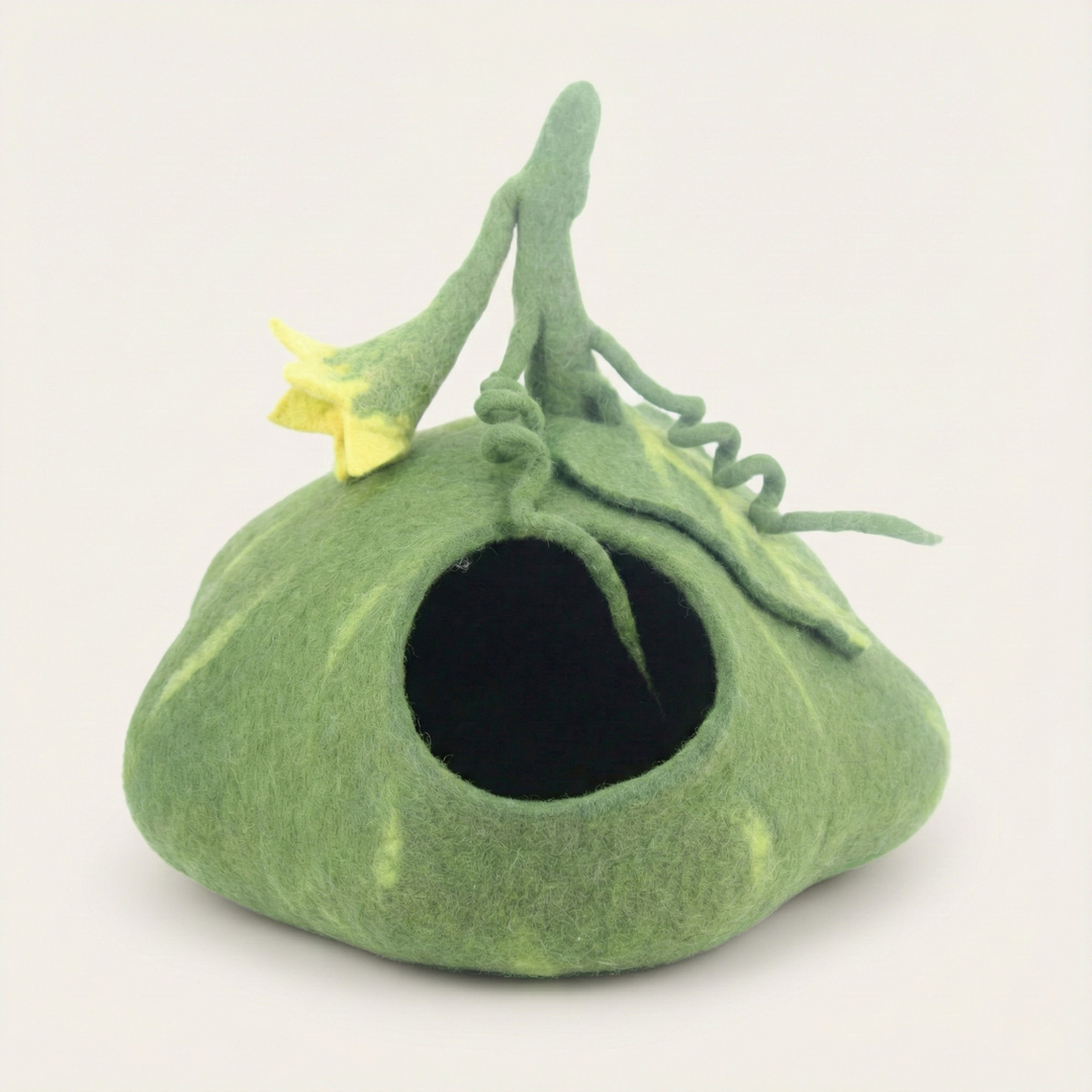 Pumpkin Shaped Wool Felt Cat Cave
