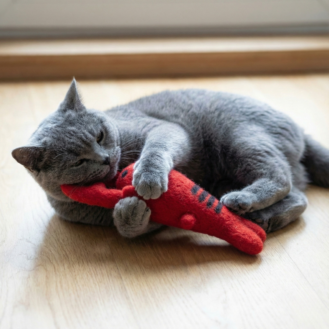 Red Lobster Wool Felt Cat Toy