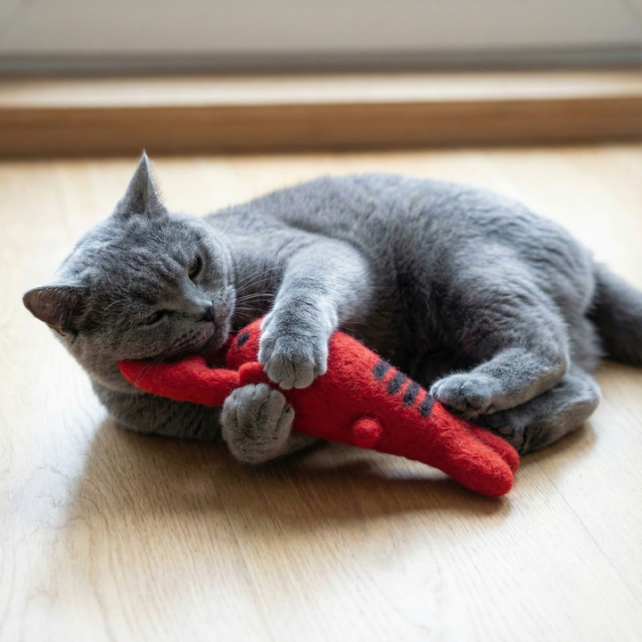 Red Lobster Wool Felt Cat Toy