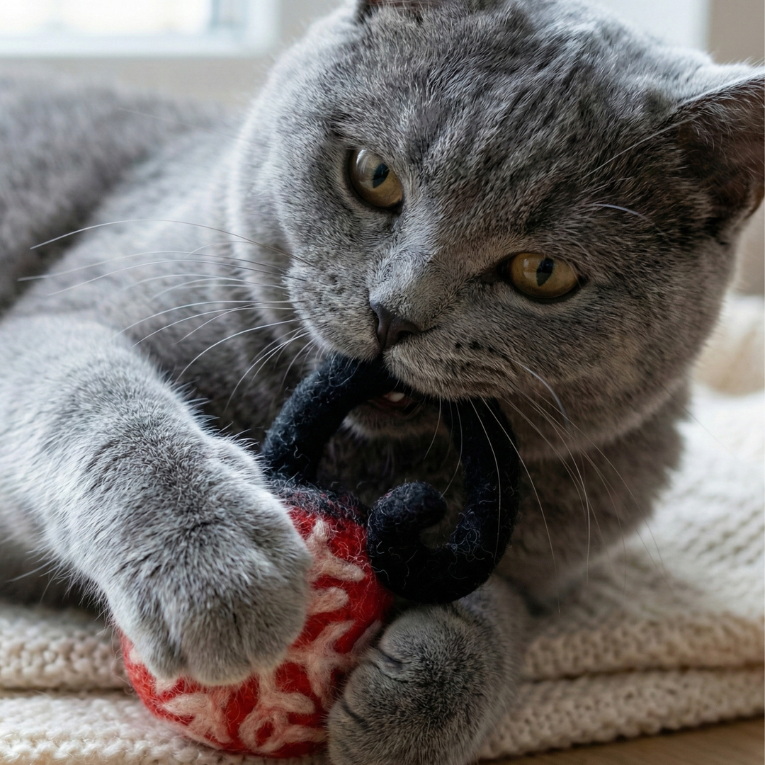 Snowflake Bauble Wool Felt Cat Toy