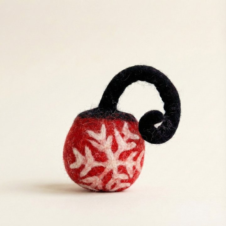 Snowflake Bauble Wool Felt Cat Toy