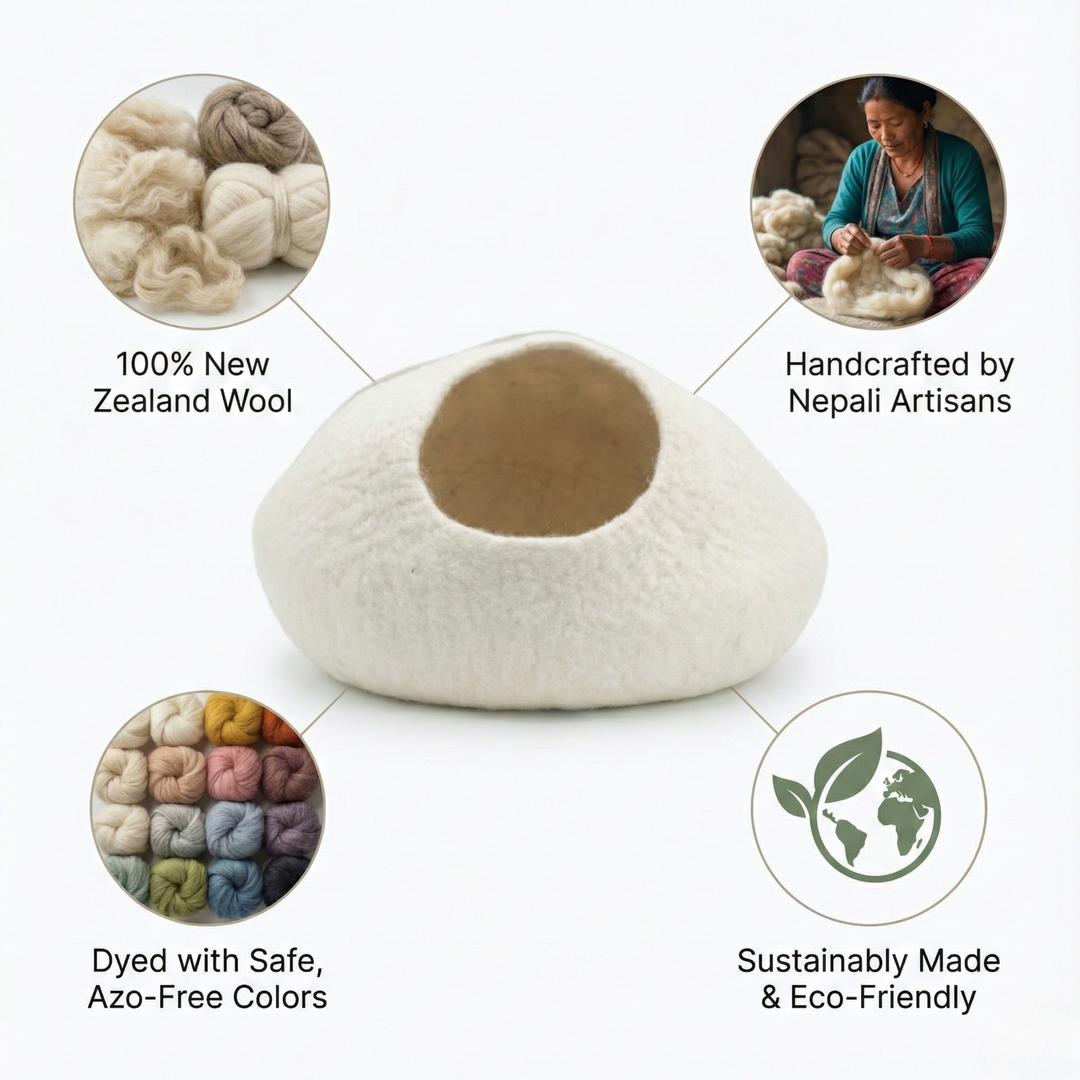 Soft Handmade Wool Felt Cat House