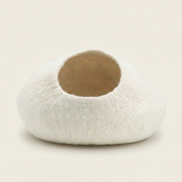 Brown Striped Wool Felt Cat Cave