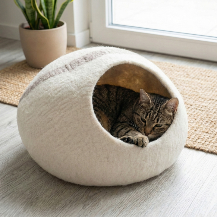 Soft Handmade Wool Felt Cat House