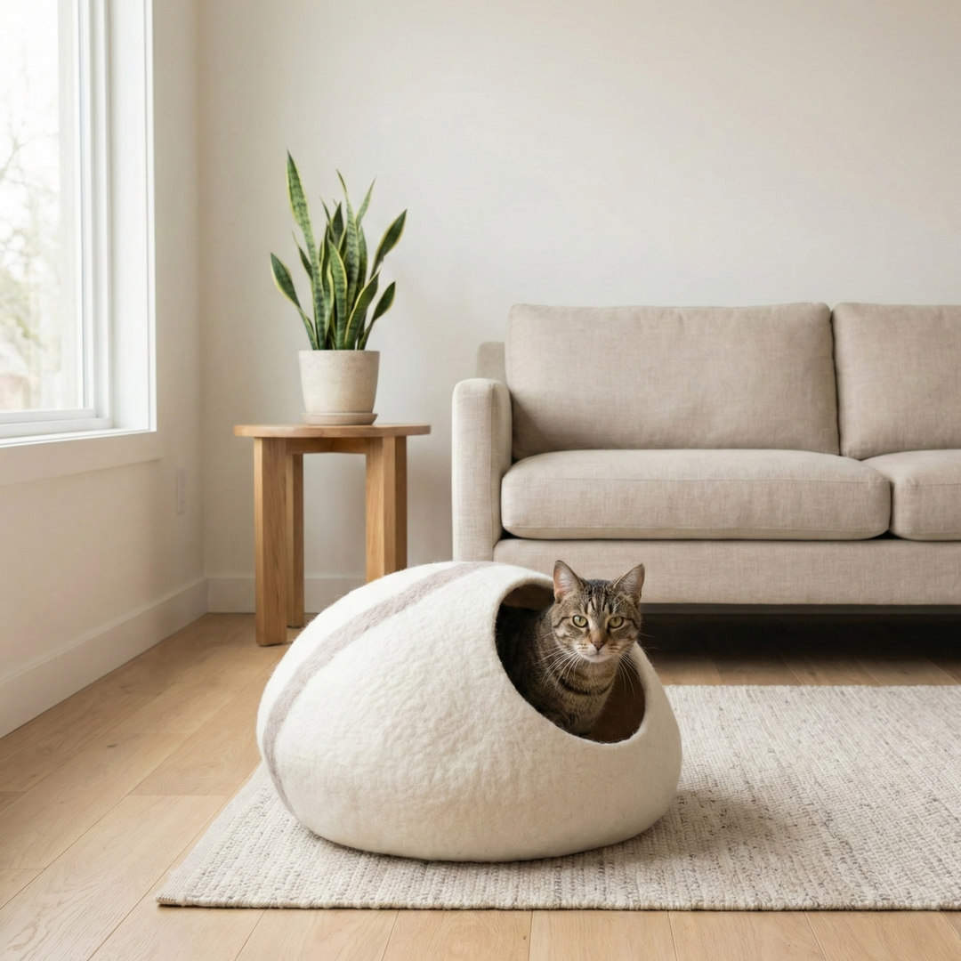 Soft Handmade Wool Felt Cat House