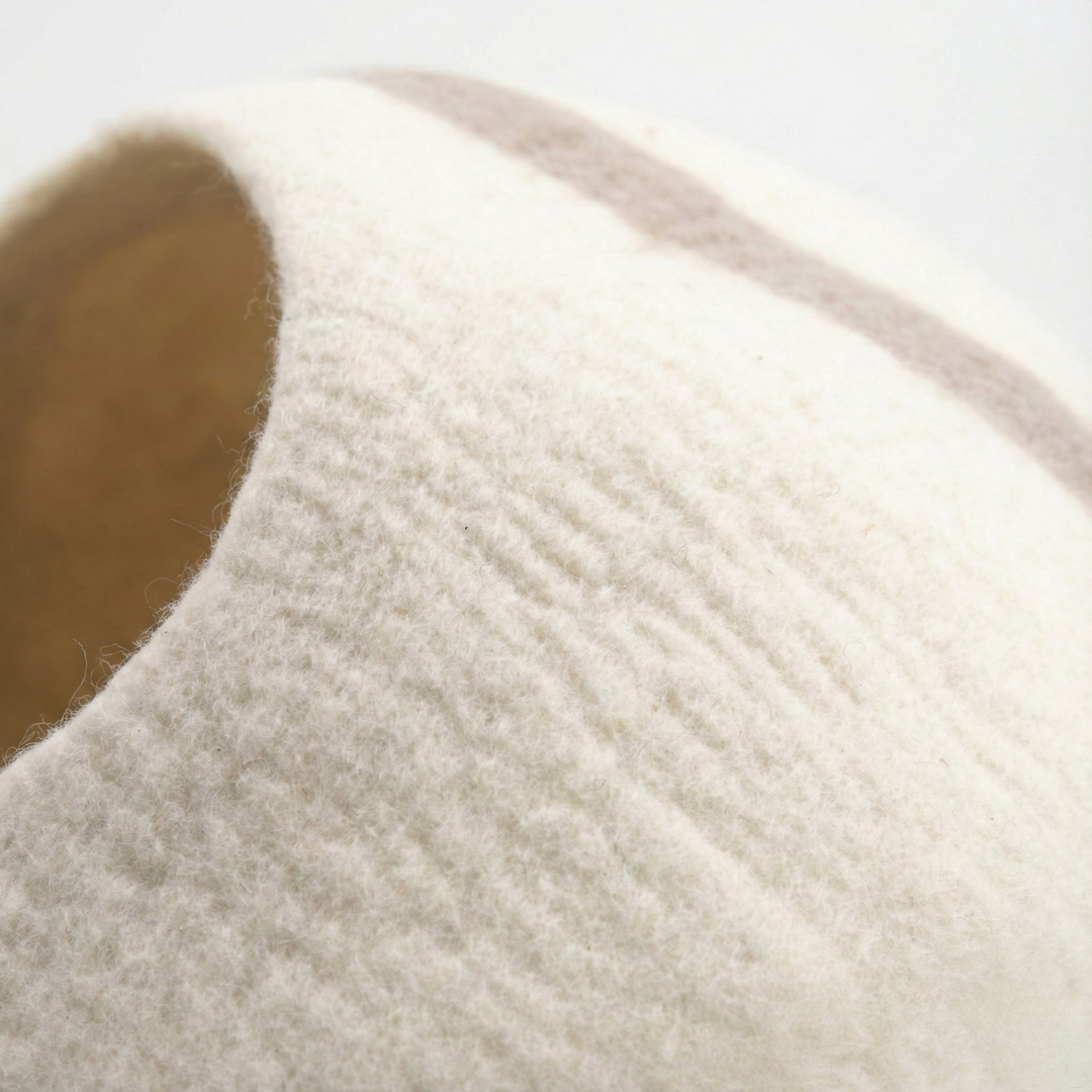 Brown Striped Wool Felt Cat Cave