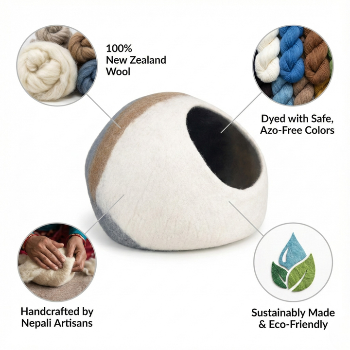 Three Stripes Wool Felt Cat Cave