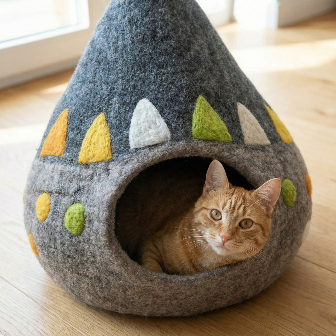 Teepee Style Wool Felt Cat Cave