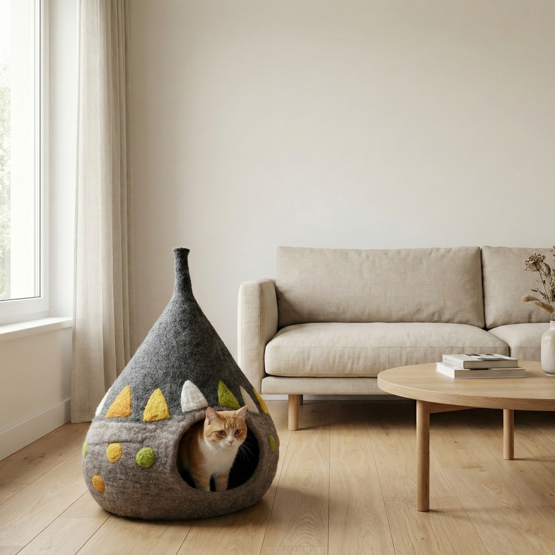 Teepee Style Wool Felt Cat Cave