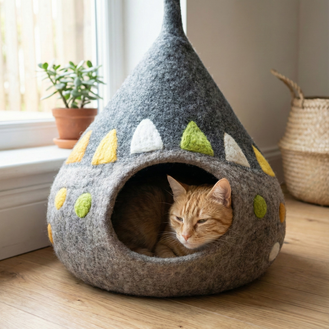 Teepee Style Wool Felt Cat Cave