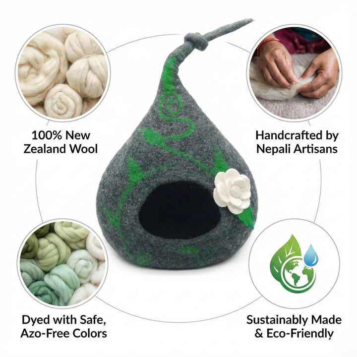Top Knot Wool Felt Cat Cave