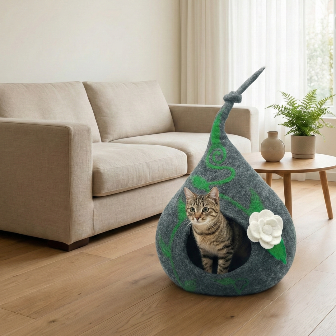 Top Knot Wool Felt Cat Cave