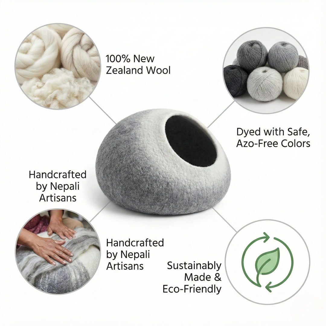 Two-Tone Gradient Wool Felt Cat Cave